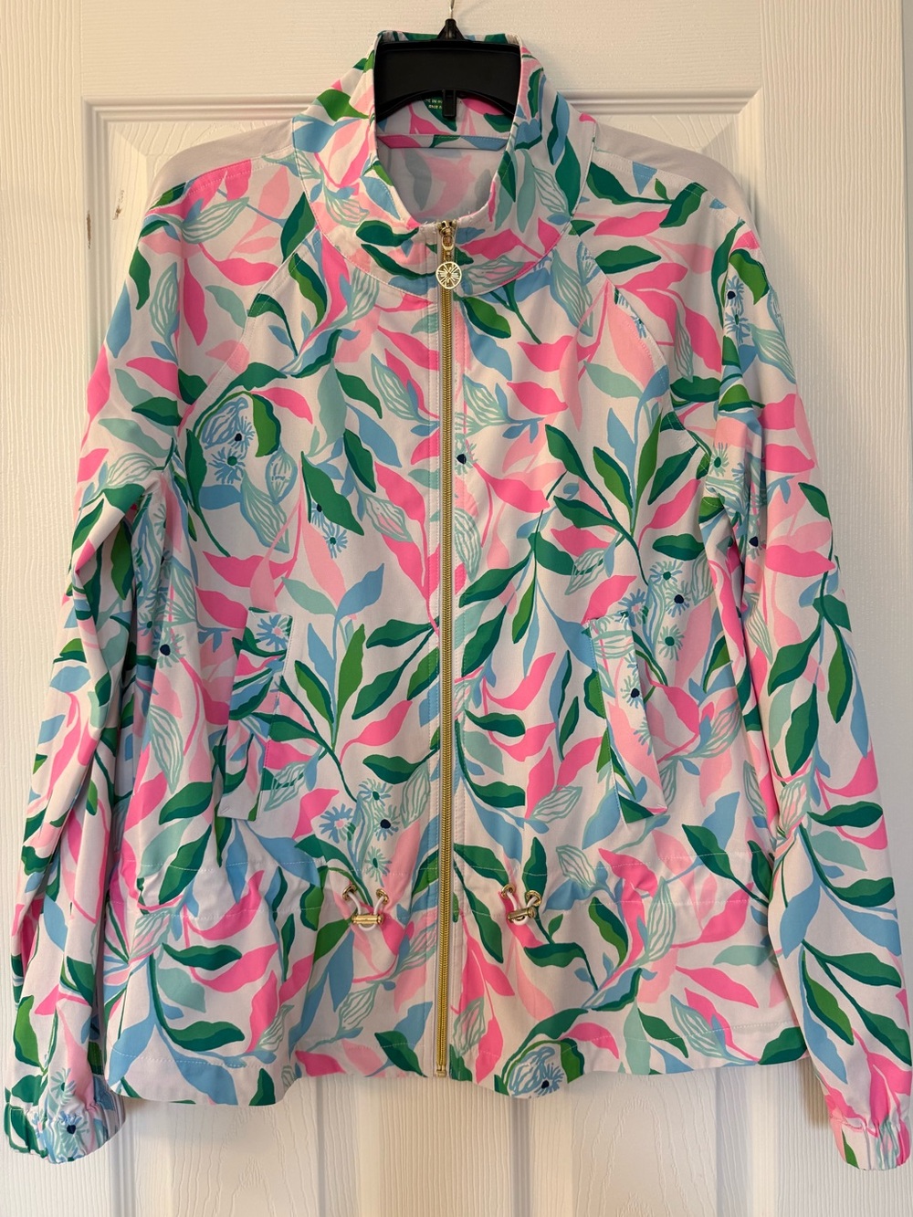 Lilly Pulitzer Luxletic Light Zip up Jacket Tropical Leaf Print